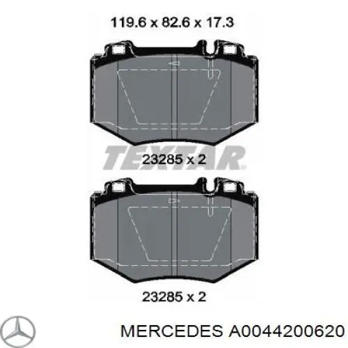 Передні тормозні колодки A0044200620 Mercedes