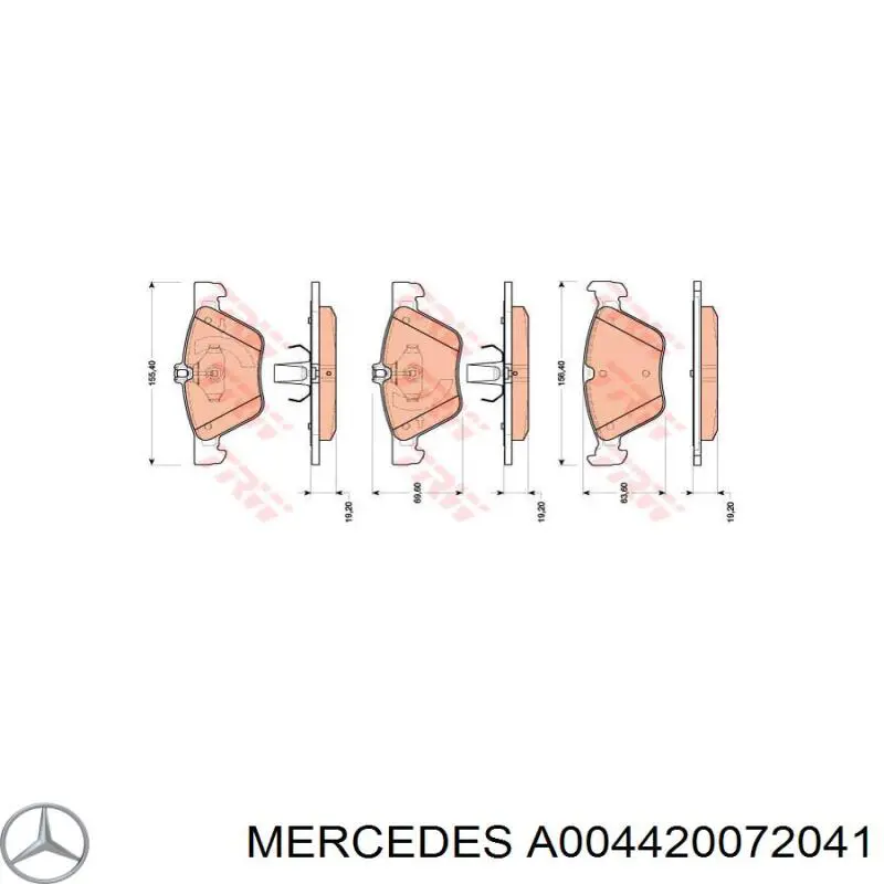 A004420072041 Mercedes колодки гальмівні передні, дискові
