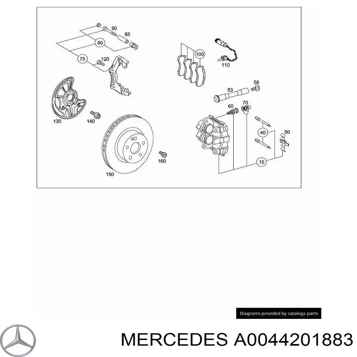 A0044201883 Mercedes Супорт гальмівний передній правий