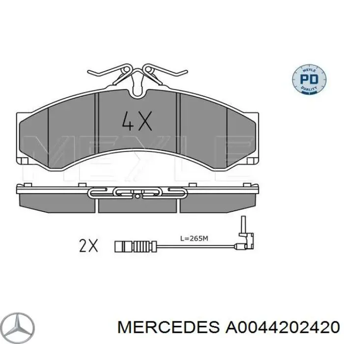 Купити A0044202420 Mercedes Колодки гальмівні передні, дискові