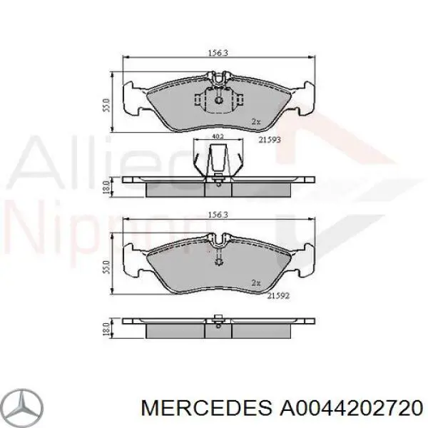 Купити A0044202720 Mercedes Задні колодки