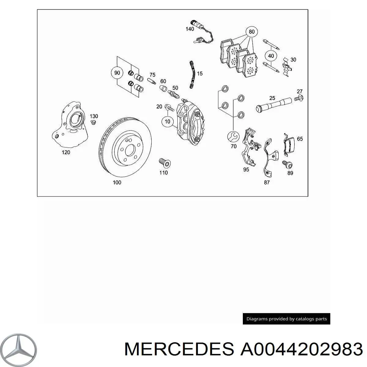 Супорт гальмівний передній лівий Mercedes A0044202983 ціна, від 190.01 USD