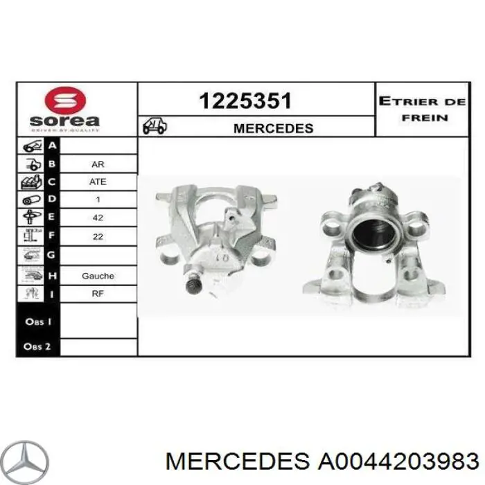 Купити A0044203983 Mercedes Супорт задній лівий