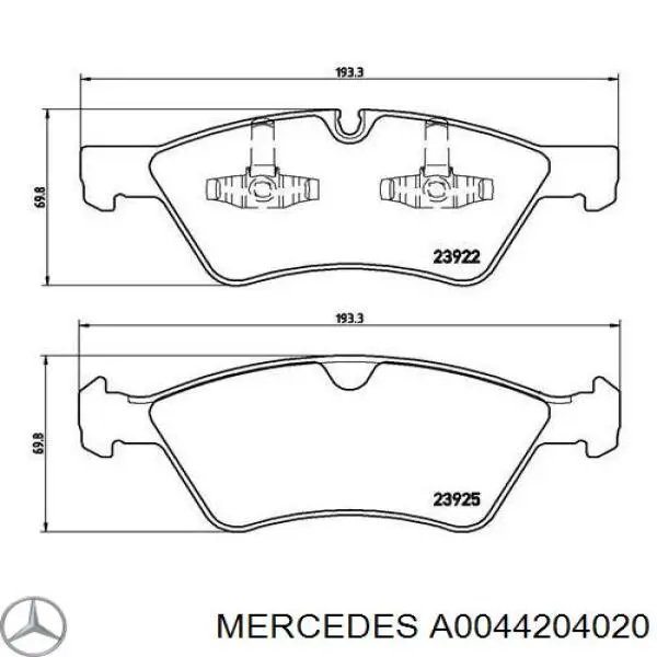 A0044204020 Mercedes колодки гальмівні передні, дискові