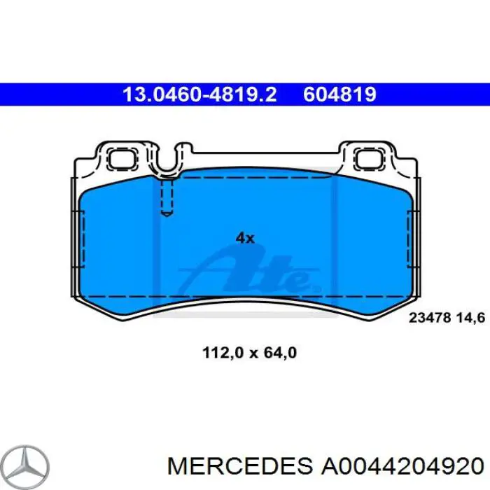 Задні гальмівні колодки Mercedes A0044204920 ціна, від 35.82 USD