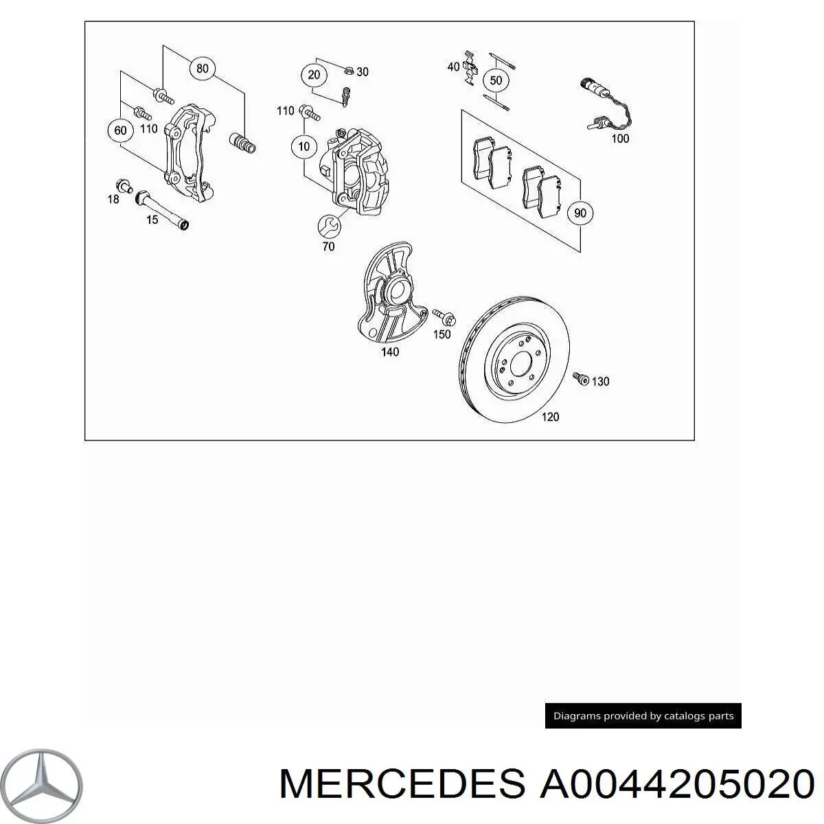 Купити A0044205020 Mercedes Колодки гальмівні передні, дискові