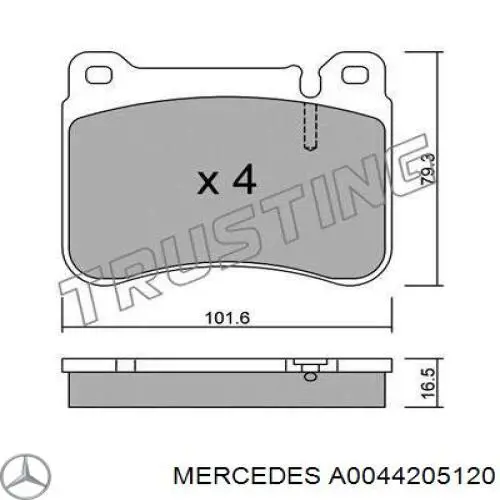 Гальмівні колодки Mercedes A0044205120 ціна, від 24.40 USD