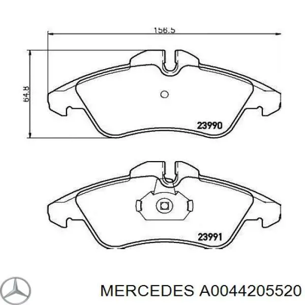 A0044205520 Mercedes колодки гальмівні передні, дискові