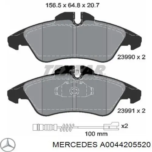 Гальмівні колодки Mercedes A0044205520 ціна, від 19.93 USD