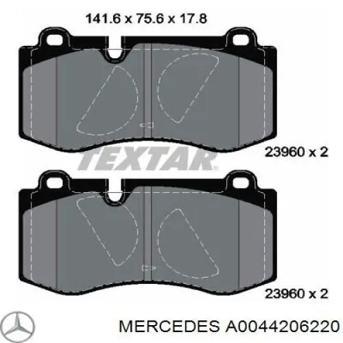 Гальмівні колодки Mercedes A0044206220 ціна, від 47.35 USD