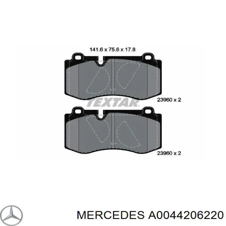 Передні тормозні колодки A0044206220 Mercedes