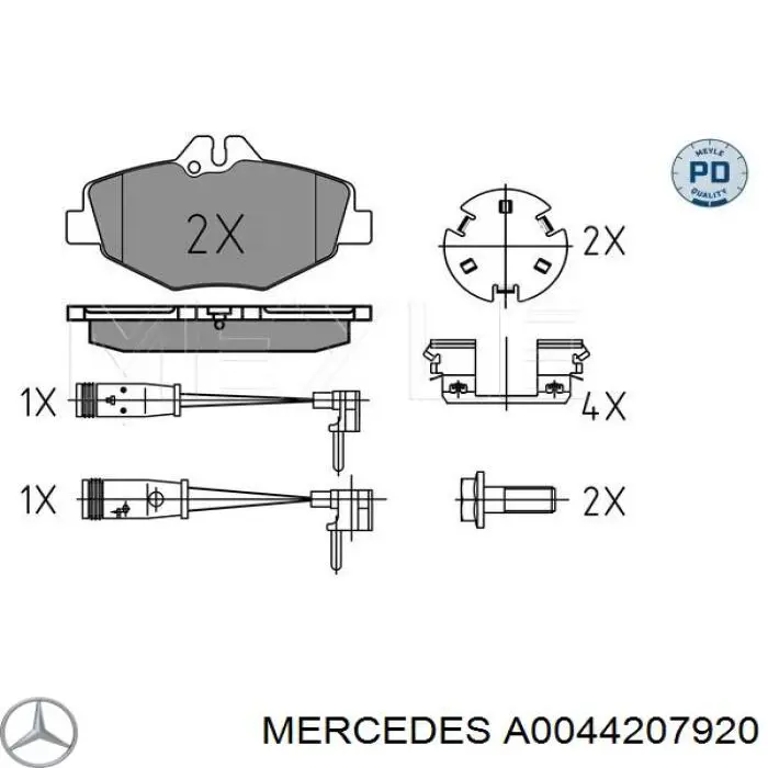 Тормозні колодки Mercedes A0044207920