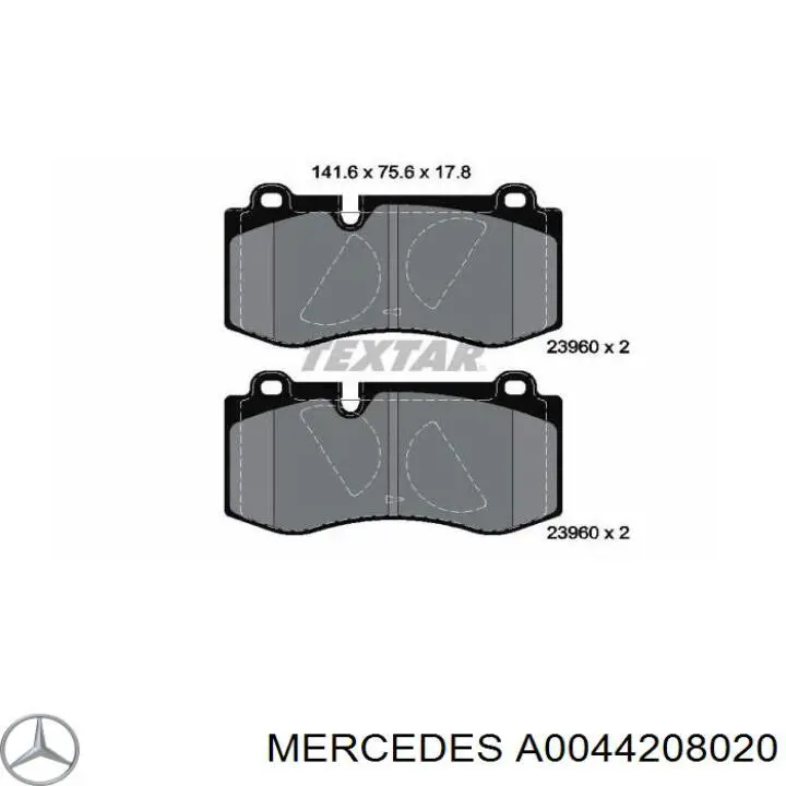 Тормозні колодки Mercedes A0044208020