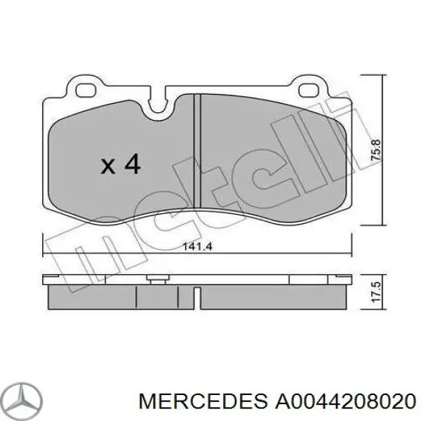 Купити A0044208020 Mercedes Колодки гальмівні передні, дискові
