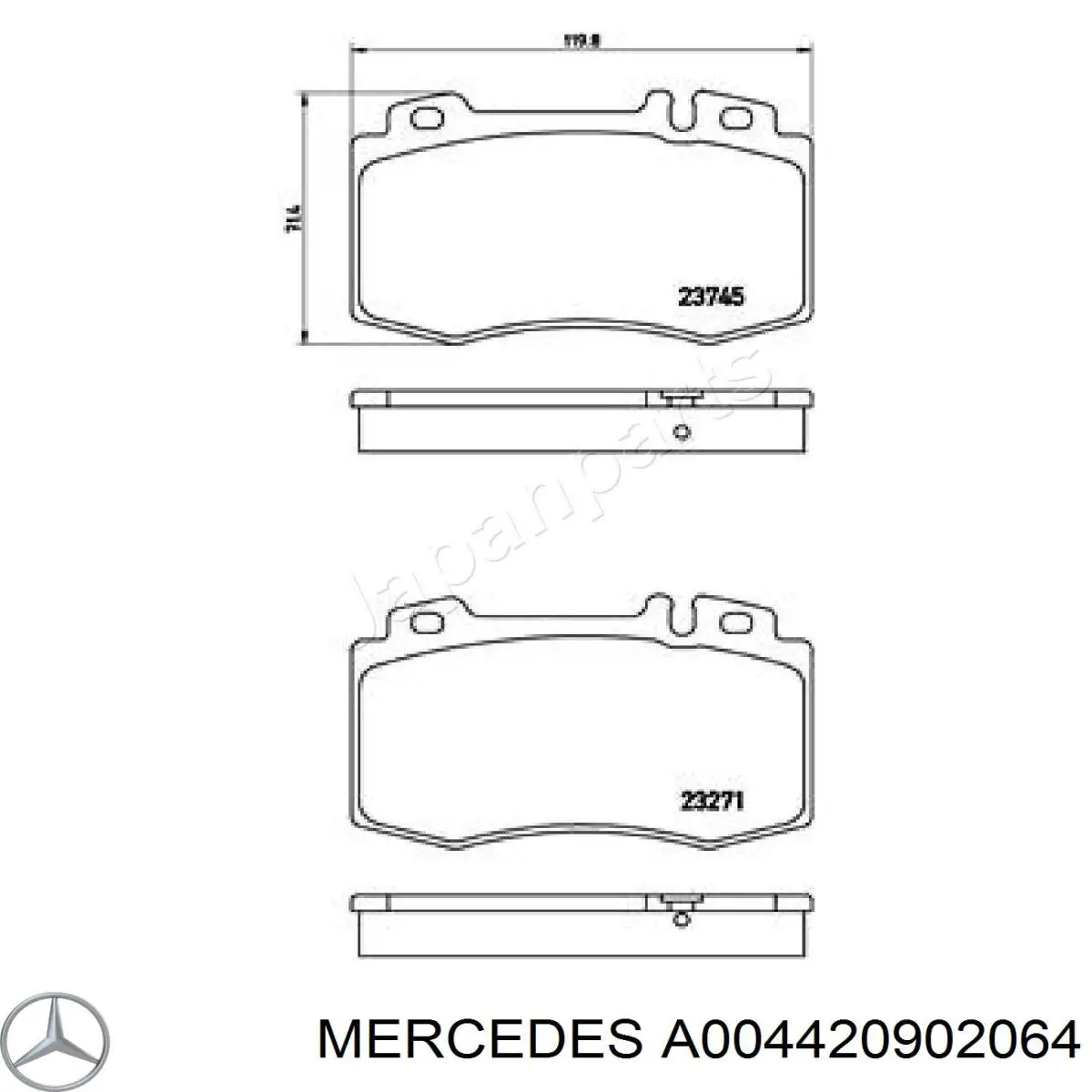 Гальмівні колодки Mercedes A004420902064 ціна, від 37.22 USD