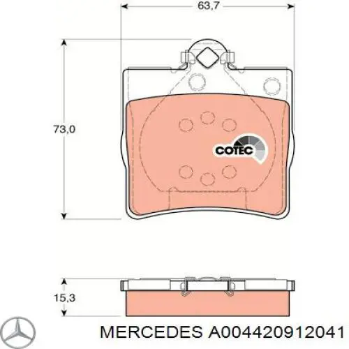 Колодки гальмові задні, дискові A004420912041 Mercedes