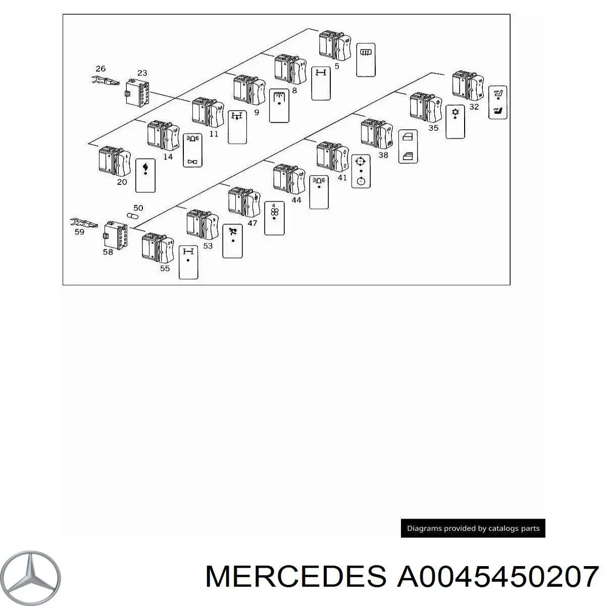 Кнопка вмикання двигуна склопідіймача передня права Mercedes A0045450207 ціна, від 7.23 USD