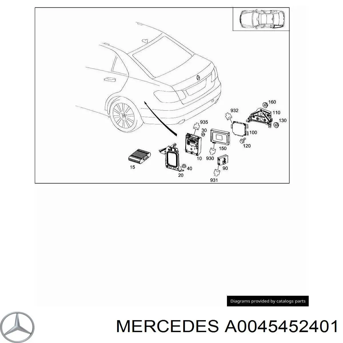 A0045452401 Mercedes Блок запобіжників задній, салонний