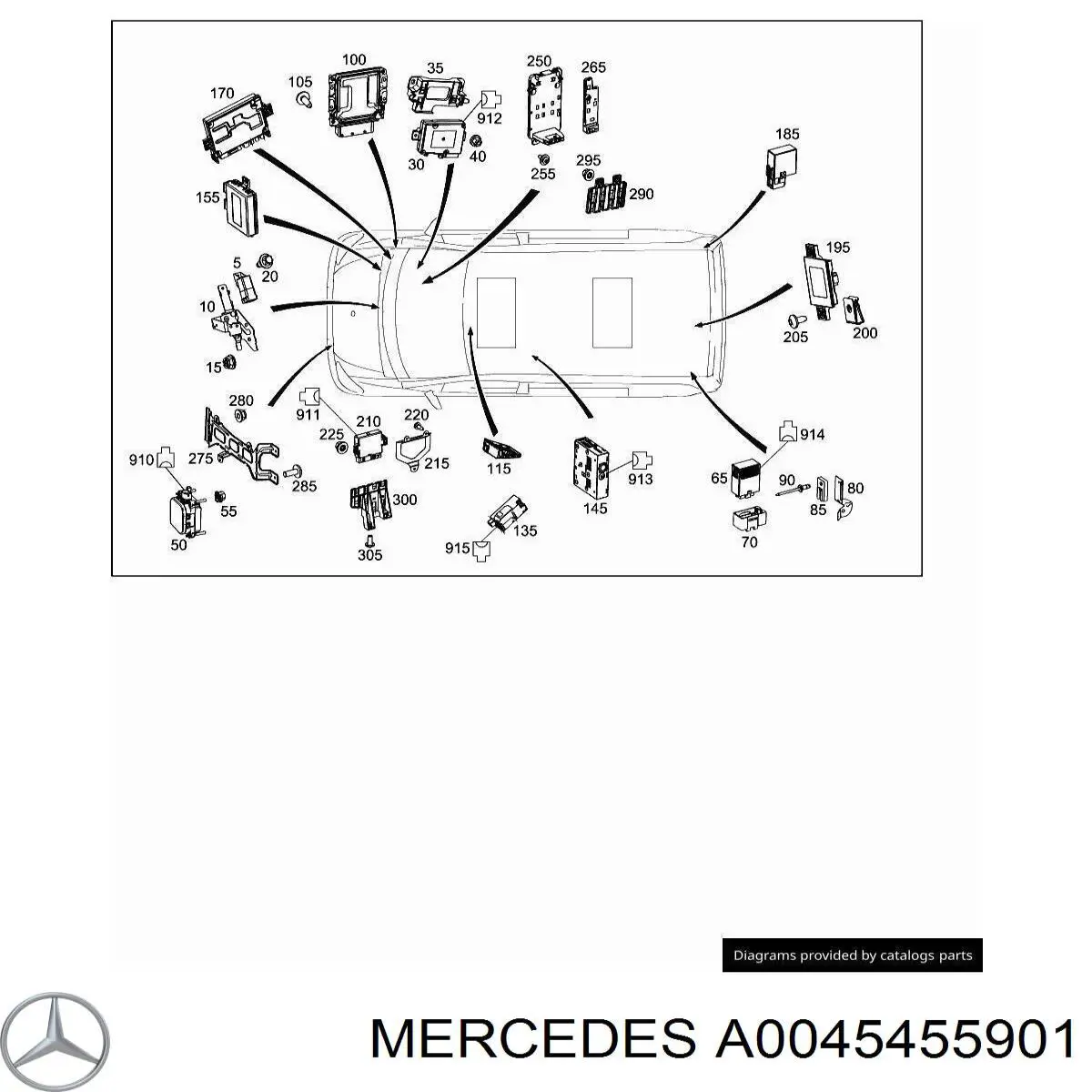 A0045455901 Mercedes Блок запобіжників задній, салонний