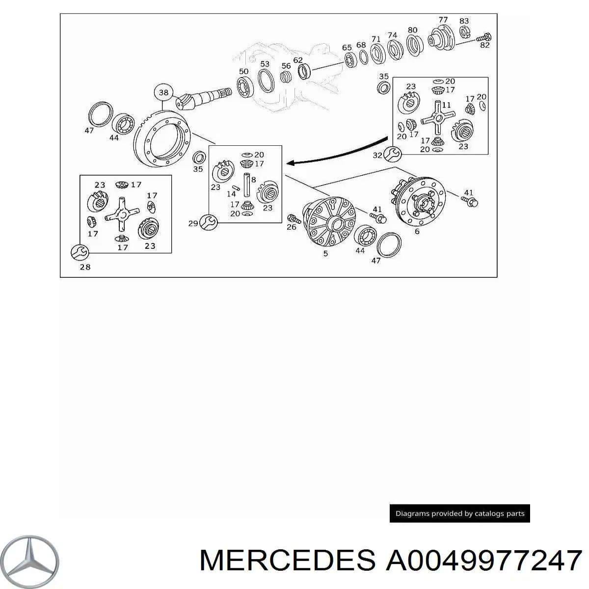 Сальник хвостовика редуктора заднього моста Mercedes A0049977247 ціна, від 27.87 USD
