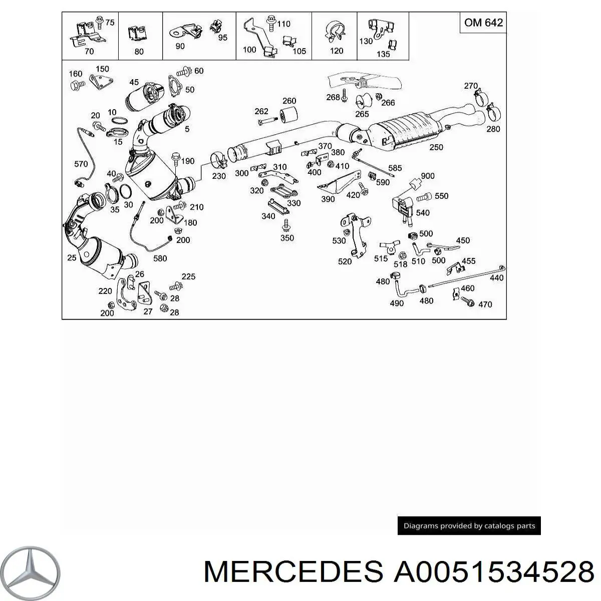 Купити A0051534528 Mercedes Датчик температури відпрацьованих газів (ВГ), після фільтра сажі