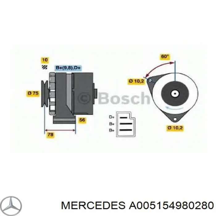 Генератор Mercedes A0051549802 ціна, від 173.13 USD
