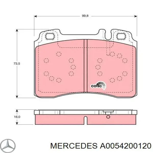 Гальмівні колодки Mercedes A0054200120 ціна, від 21.47 USD