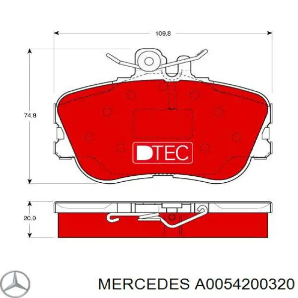 Гальмівні колодки Mercedes A0054200320 ціна, від 20.66 USD