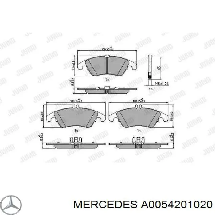Купити A0054201020 Mercedes Колодки гальмівні передні, дискові