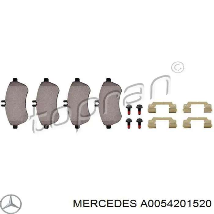 Купити A0054201520 Mercedes Колодки гальмівні передні, дискові