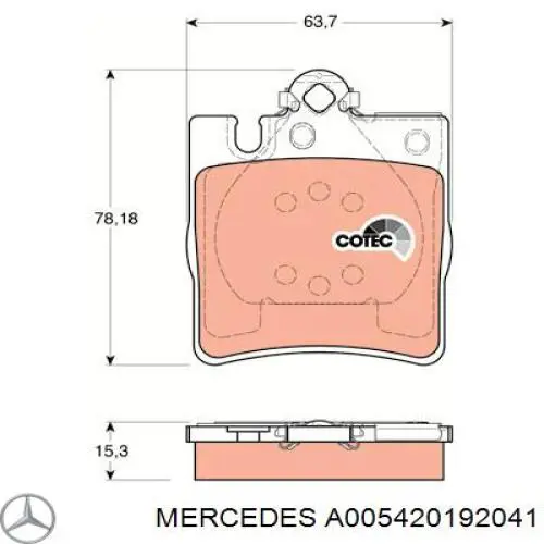 Колодки гальмові задні, дискові A005420192041 Mercedes