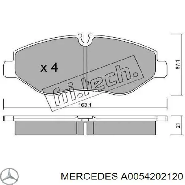 Тормозні колодки Mercedes A0054202120