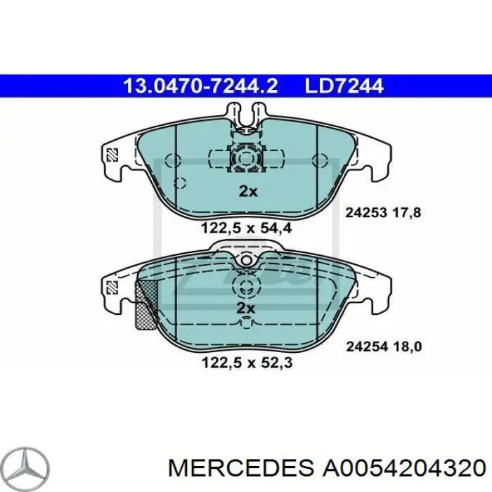 Купити A0054204320 Mercedes Задні колодки