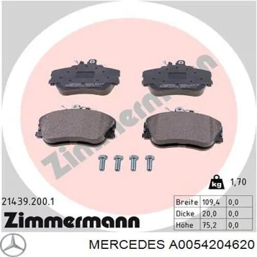 Гальмівні колодки Mercedes A0054204620 ціна, від 22.88 USD