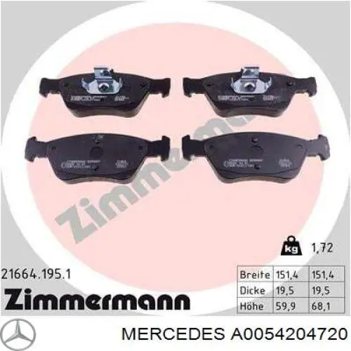 Гальмівні колодки Mercedes A0054204720 ціна, від 25.81 USD