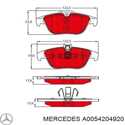 Задні гальмівні колодки A0054204920 Mercedes