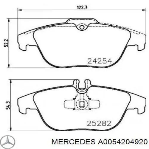 Задні дискові колодки Mercedes A0054204920