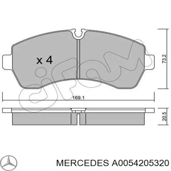 A0054205320 Mercedes колодки гальмівні передні, дискові