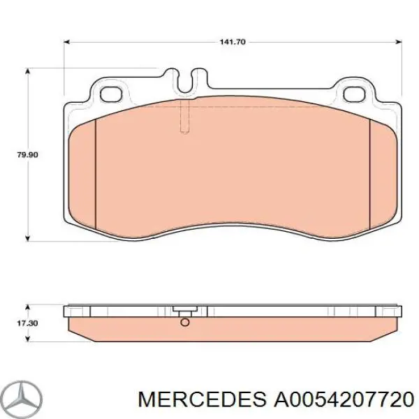 A0054207720 Mercedes колодки гальмівні передні, дискові