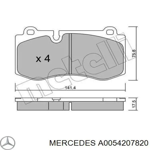 Купити A0054207820 Mercedes Колодки гальмівні передні, дискові