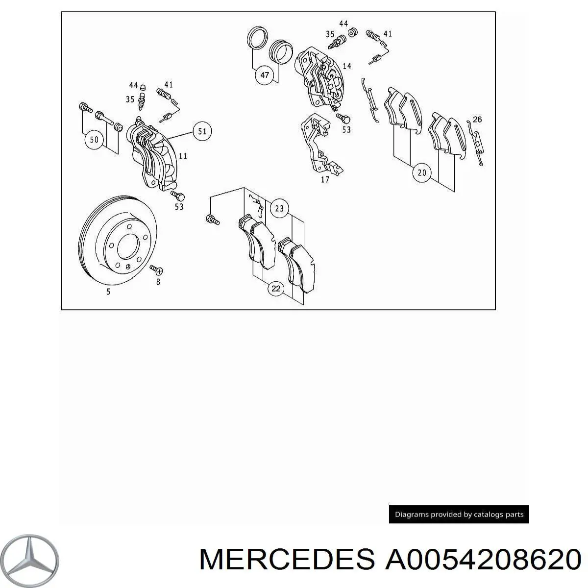Гальмівні колодки Mercedes A0054208620 ціна, від 24.24 USD