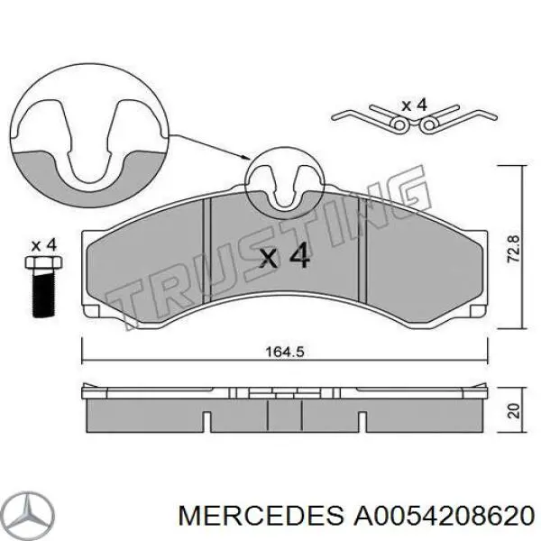A0054208620 Mercedes колодки гальмівні передні, дискові