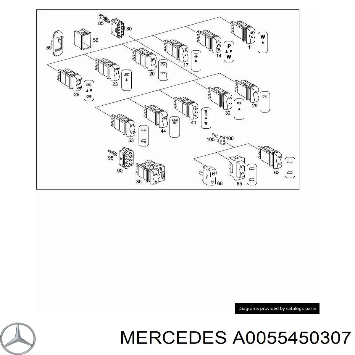 Кнопка включення обігріву заднього скла Mercedes A0055450307 ціна, від 5.98 USD