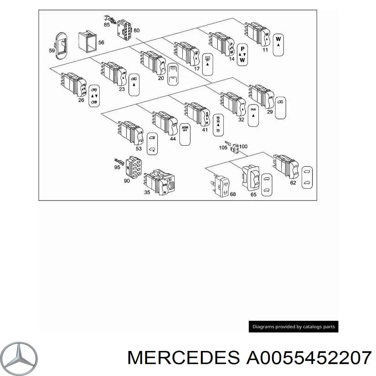 A0055452207 Mercedes Кнопка блокування замка дверей