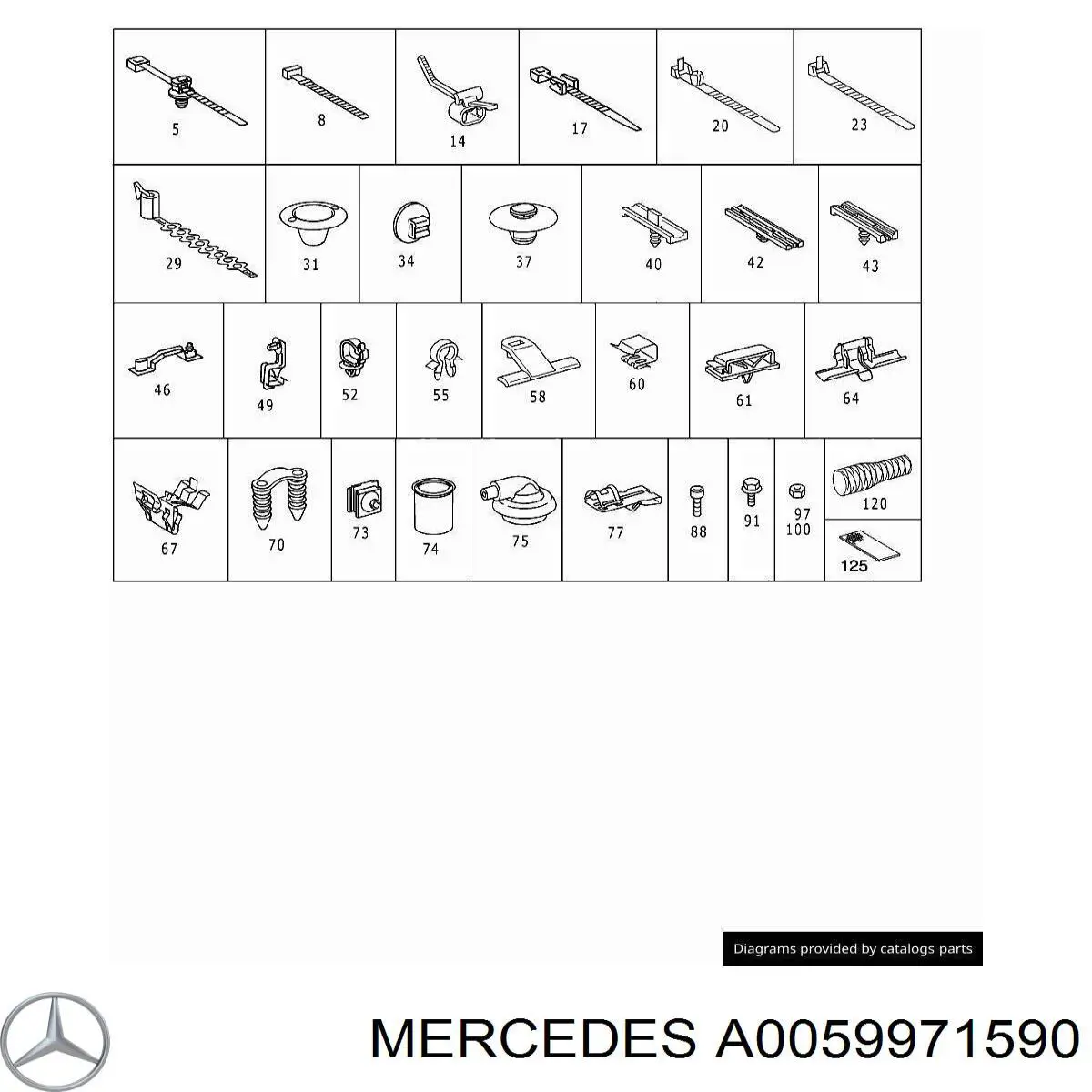 Хомут пластиковий універсальний Mercedes A0059971590 ціна, від 0.39 USD
