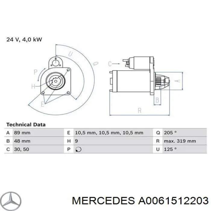 A0061512203 Mercedes стартер
