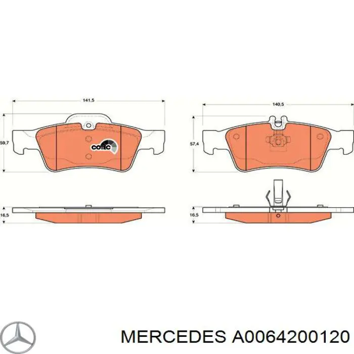 Купити A0064200120 Mercedes Задні колодки