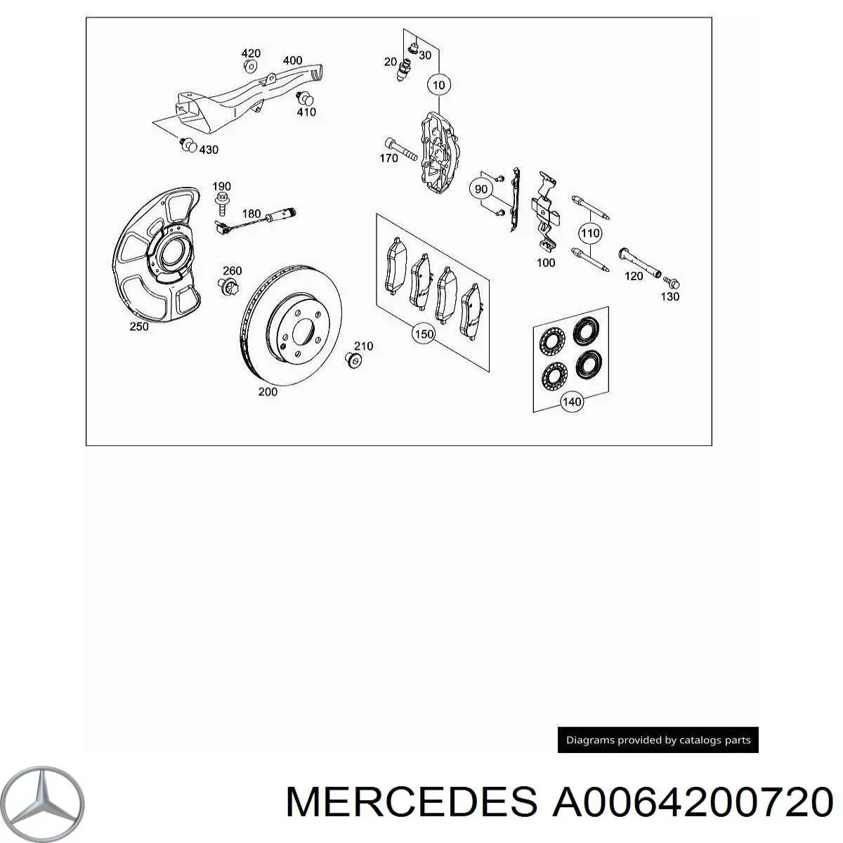 Купити A0064200720 Mercedes Колодки гальмівні передні, дискові