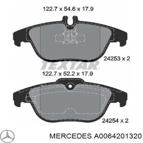 Задні гальмівні колодки Mercedes A0064201320 ціна, від 30.85 USD