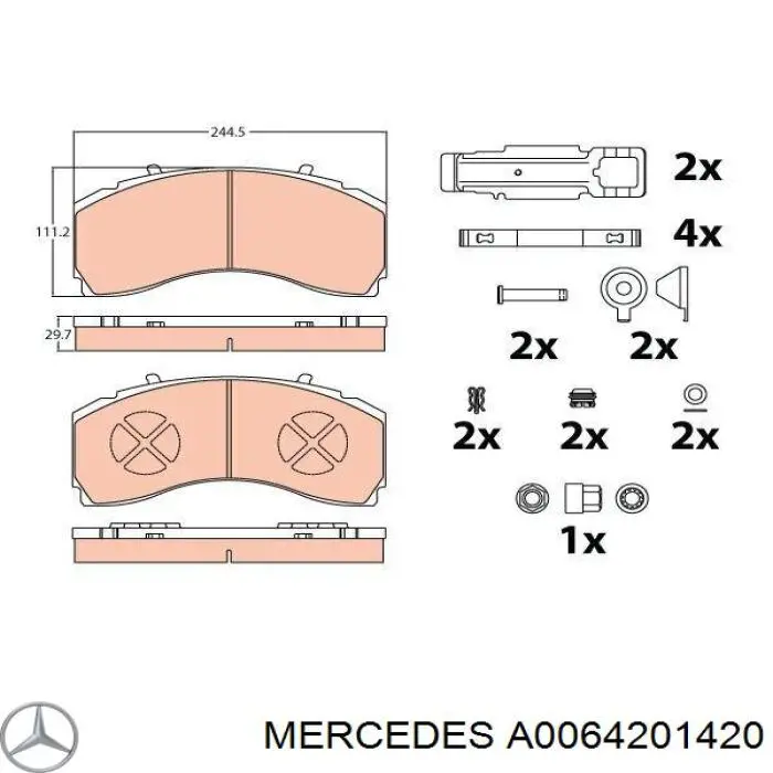 Гальмівні колодки Mercedes A0064201420 ціна, від 149.38 USD